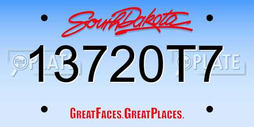 13720T7 South Dakota License Plate