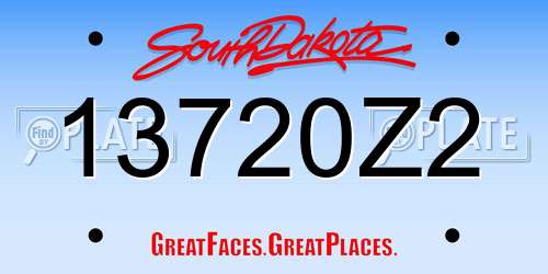 13720Z2 South Dakota License Plate