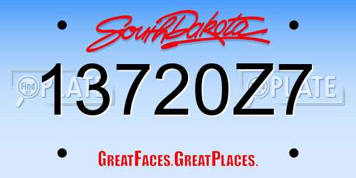13720Z7 South Dakota License Plate