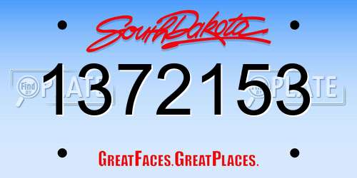 1372153 South Dakota License Plate