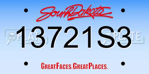 13721S3 South Dakota License Plate