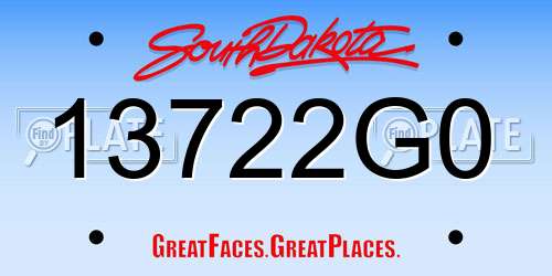 13722G0 South Dakota License Plate