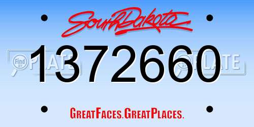 1372660 South Dakota License Plate