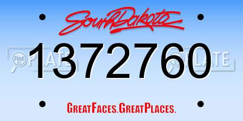 1372760 South Dakota License Plate