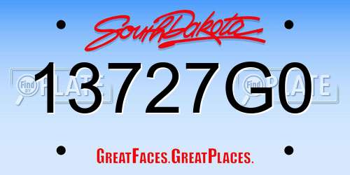 13727G0 South Dakota License Plate