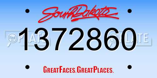 1372860 South Dakota License Plate