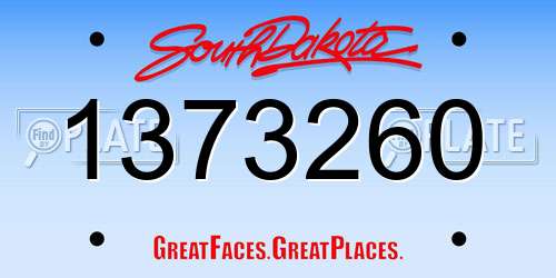 1373260 South Dakota License Plate