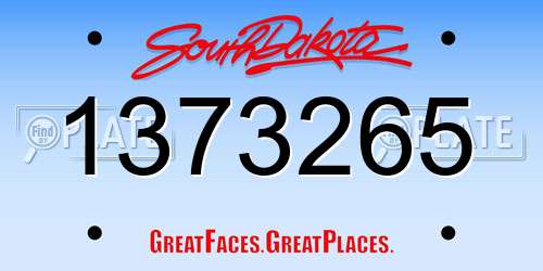 1373265 South Dakota License Plate