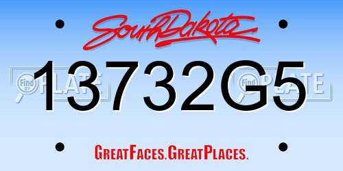 13732G5 South Dakota License Plate