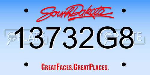 13732G8 South Dakota License Plate
