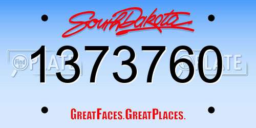 1373760 South Dakota License Plate