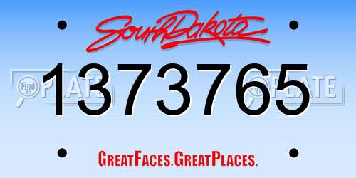 1373765 South Dakota License Plate