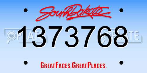 1373768 South Dakota License Plate