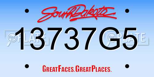 13737G5 South Dakota License Plate