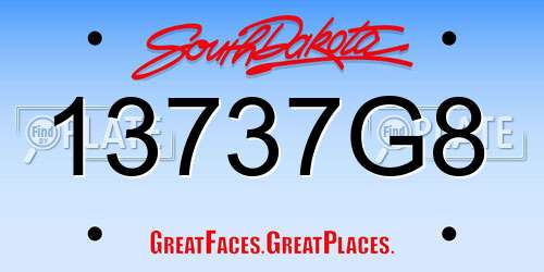 13737G8 South Dakota License Plate