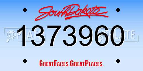 1373960 South Dakota License Plate