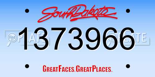 1373966 South Dakota License Plate