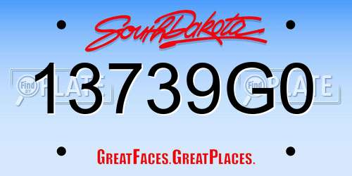 13739G0 South Dakota License Plate