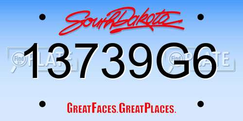 13739G6 South Dakota License Plate
