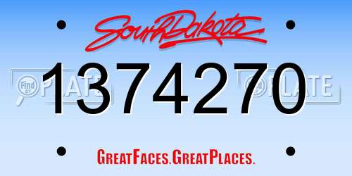 1374270 South Dakota License Plate