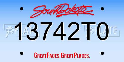 13742T0 South Dakota License Plate