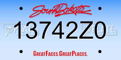 13742Z0 South Dakota License Plate
