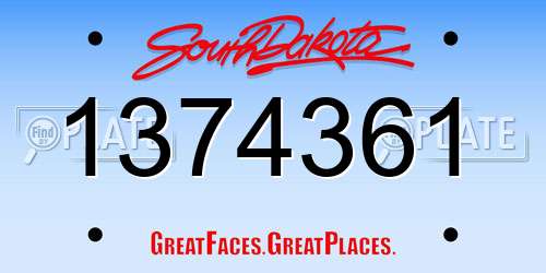 1374361 South Dakota License Plate