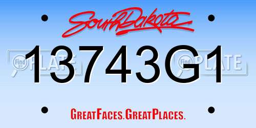 13743G1 South Dakota License Plate