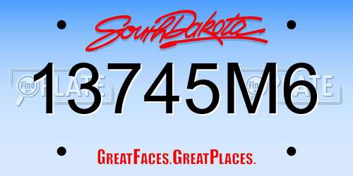 13745M6 South Dakota License Plate