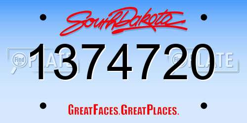 1374720 South Dakota License Plate