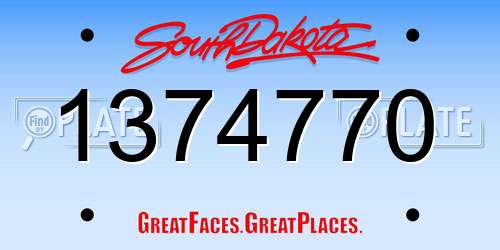 1374770 South Dakota License Plate