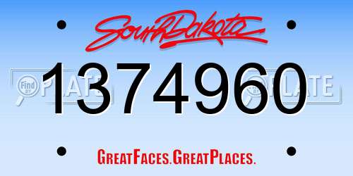 1374960 South Dakota License Plate