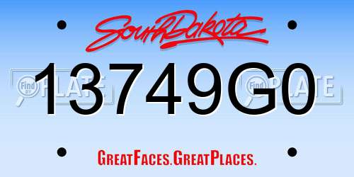 13749G0 South Dakota License Plate