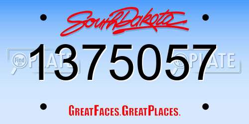 1375057 South Dakota License Plate