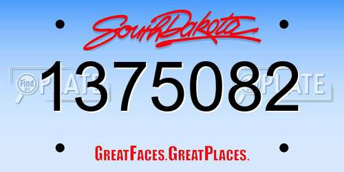 1375082 South Dakota License Plate