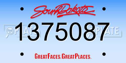 1375087 South Dakota License Plate