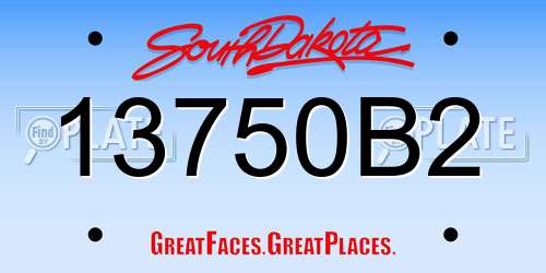 13750B2 South Dakota License Plate