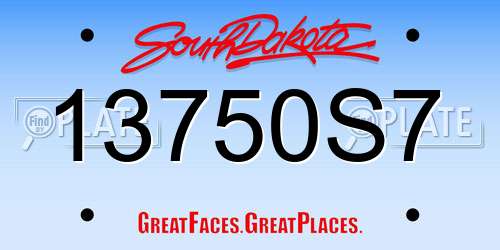 13750S7 South Dakota License Plate