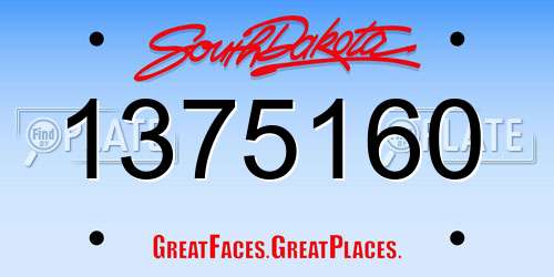 1375160 South Dakota License Plate