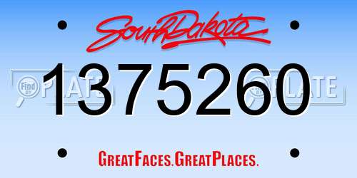 1375260 South Dakota License Plate