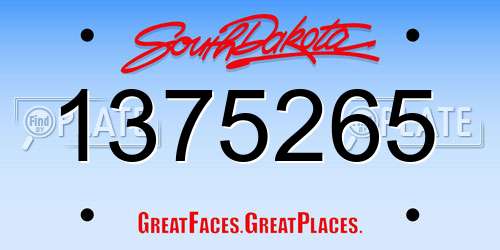 1375265 South Dakota License Plate