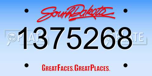 1375268 South Dakota License Plate