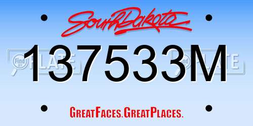 137533M South Dakota License Plate