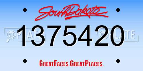 1375420 South Dakota License Plate