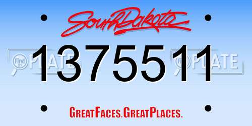 1375511 South Dakota License Plate