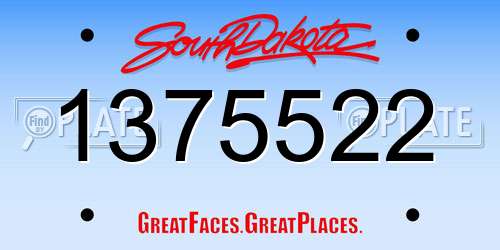 1375522 South Dakota License Plate