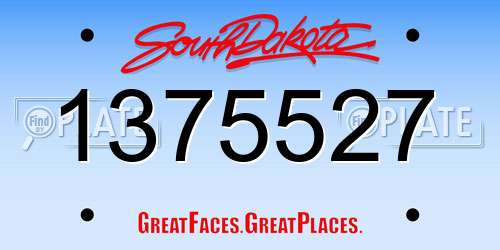 1375527 South Dakota License Plate