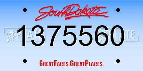1375560 South Dakota License Plate
