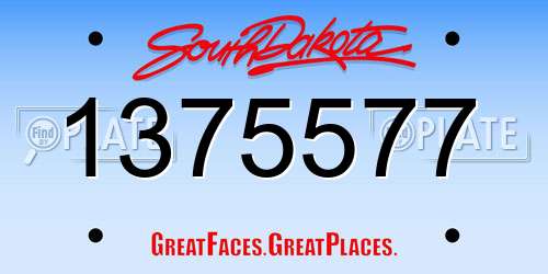 1375577 South Dakota License Plate