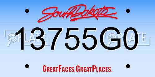 13755G0 South Dakota License Plate